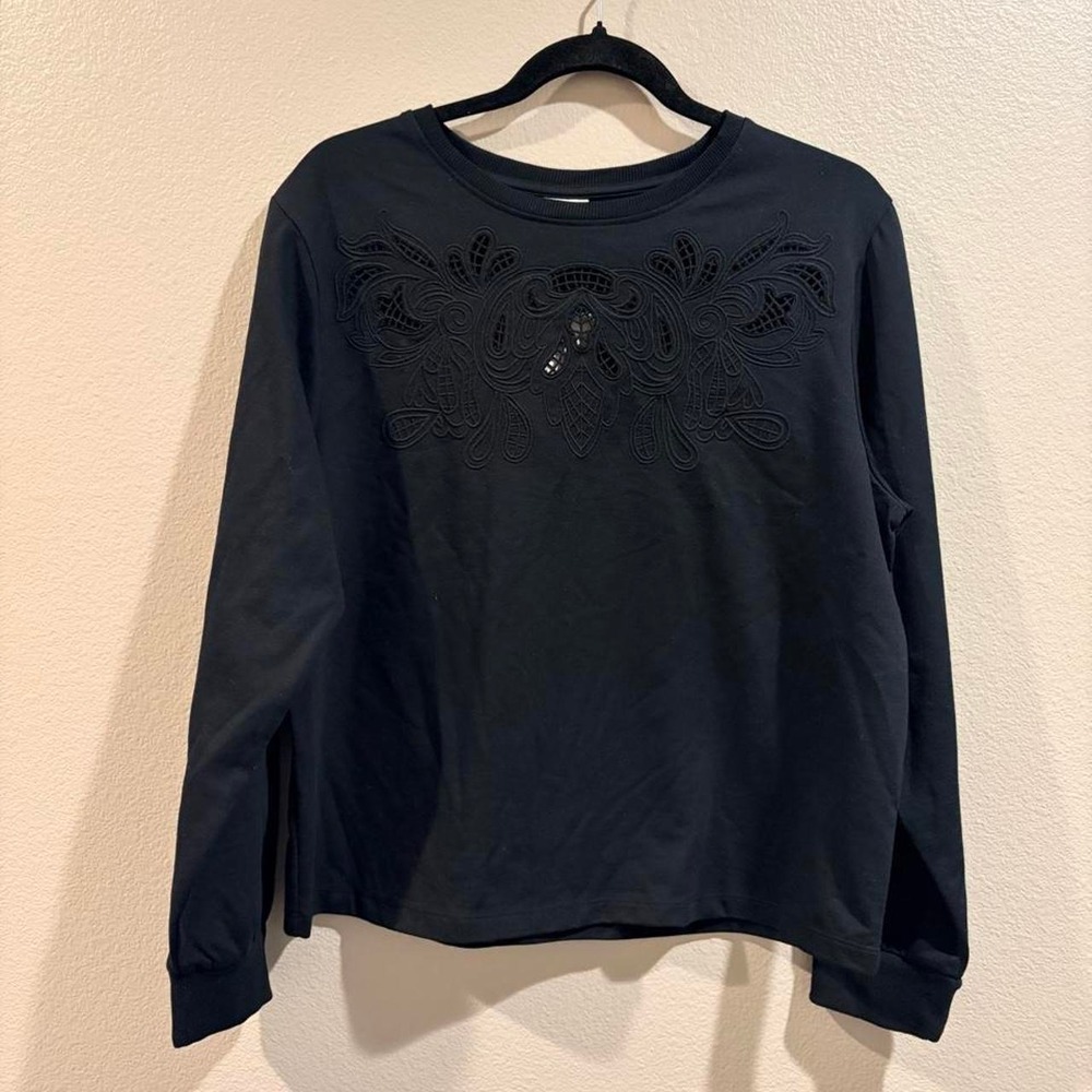 Black long sleeve embroidered floral design size S